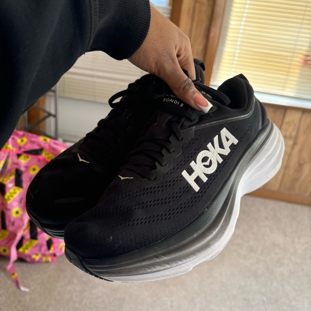 Hoka Black and White Athletic Sneakers